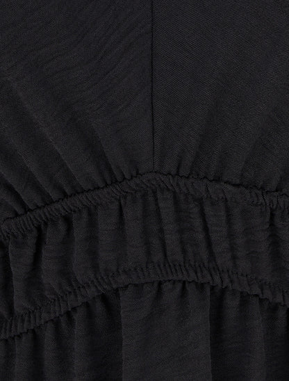 Robe longue évasée à bretelles perlées - Noir - 3