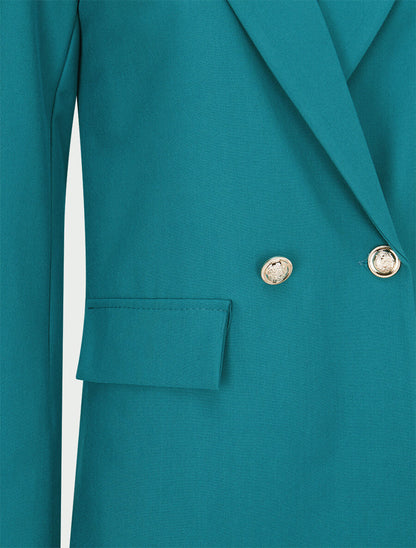 Veste basique cintrée à 2 boutons - Bleu lagon - 3