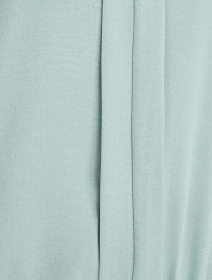 Top uni à col V - Vert d&