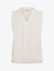 Top uni à col V - Beige - 1