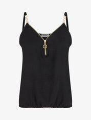 Caraco uni à col V zippé - Noir - 1