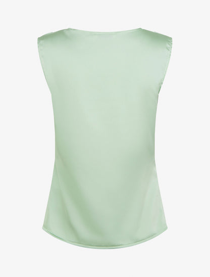 Top satiné à col bénitier - Vert menthe - 2