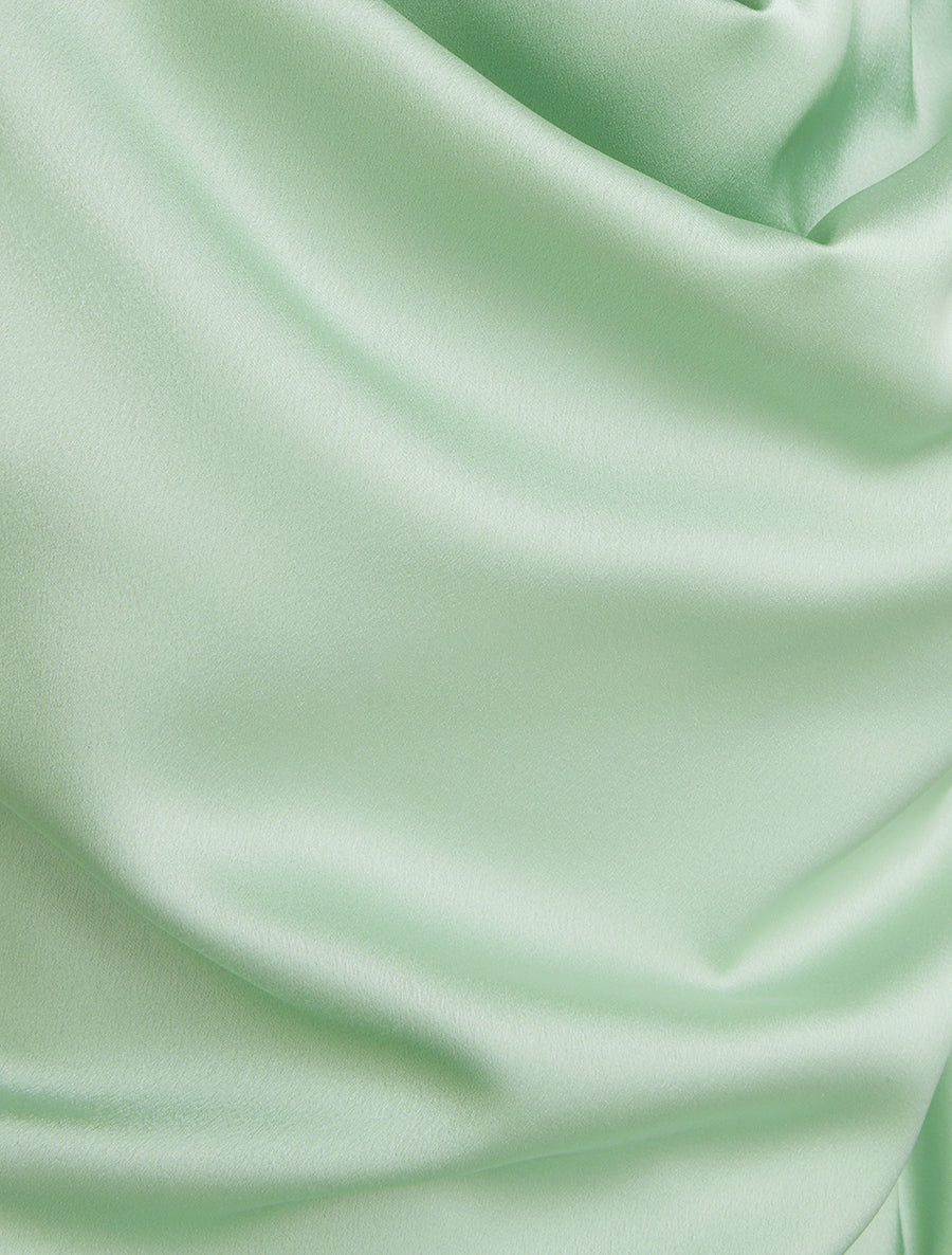 Top satiné à col bénitier - Vert menthe - 3