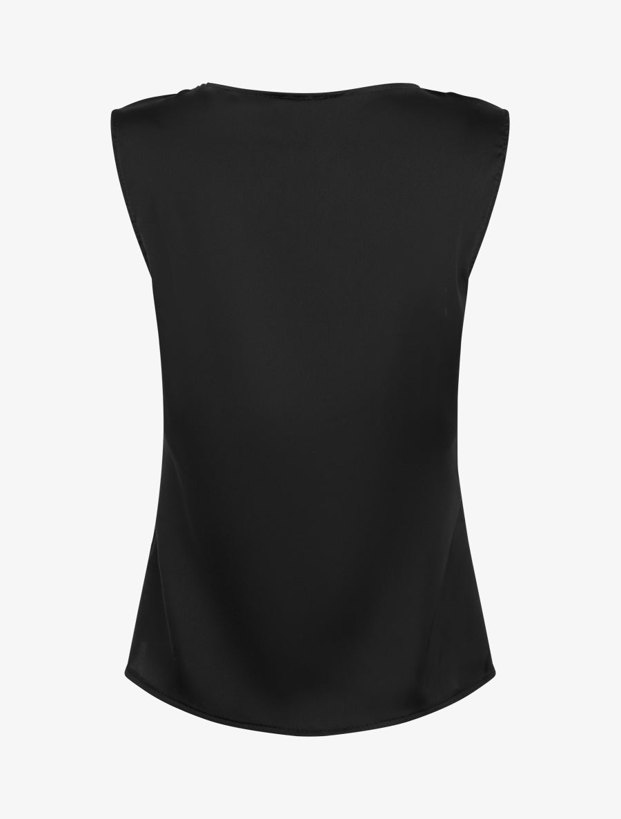 Top satiné à col bénitier - Noir - 2