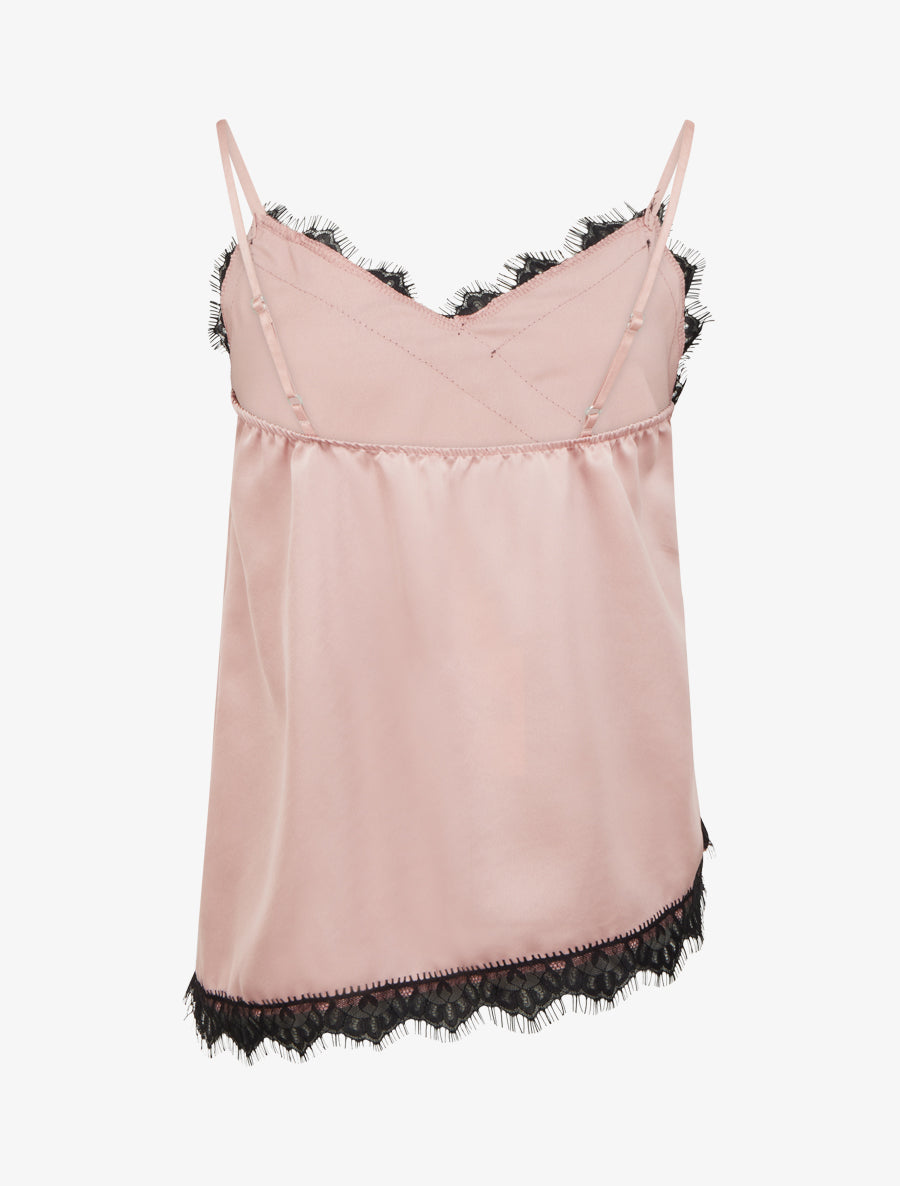 Caraco satiné asymétrique à détail dentelle - Vieux rose - 2