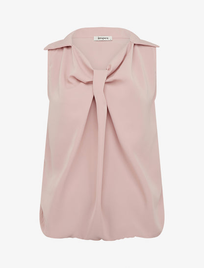 Top droit uni à col V - Vieux rose - 1