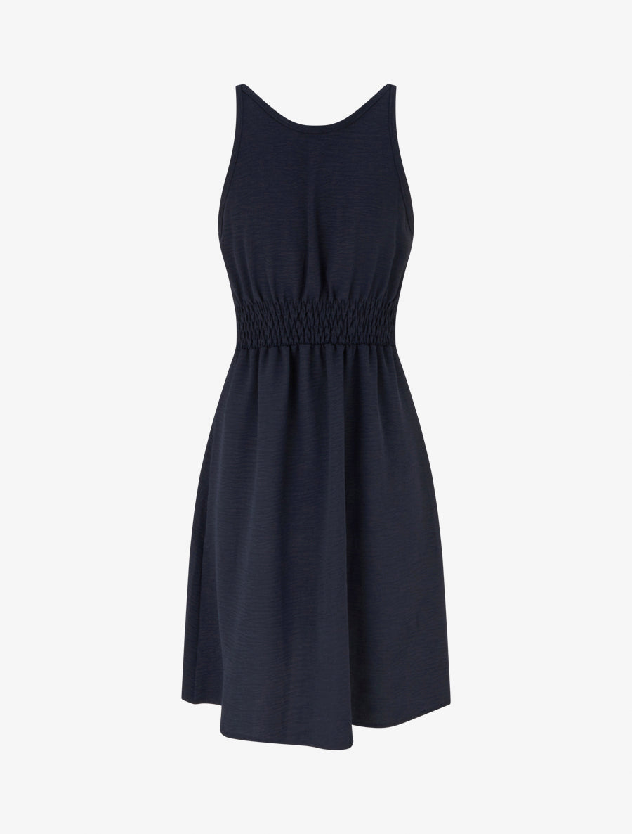 Robe évasée à bretelles bijoux - Marine - 2