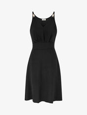 Robe évasée à bretelles bijoux - Noir - 1