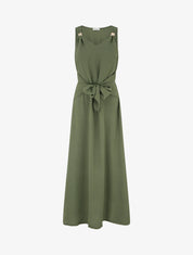 Robe longue à pans à nouer - Kaki - 1