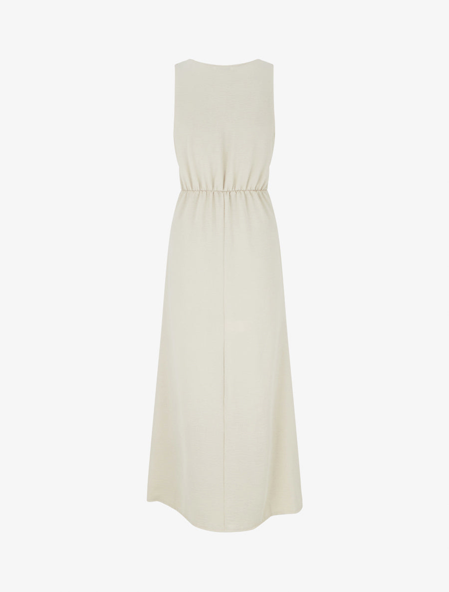 Robe longue à pans à nouer - Beige - 2