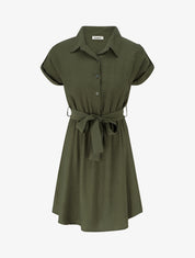 Robe chemise à manches courtes - Kaki - 1