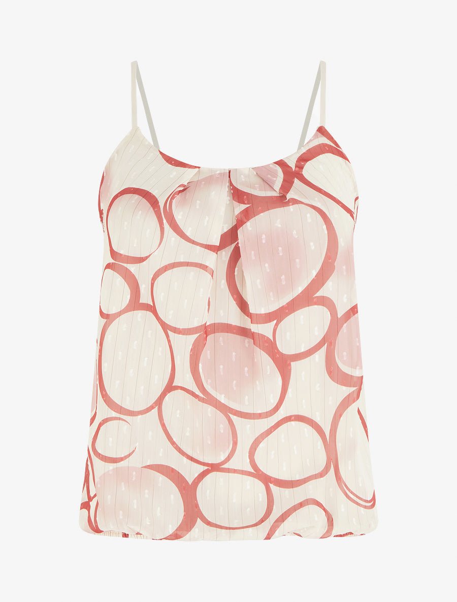 Caraco coupe boule à imprimé cercles - Rouge - 1