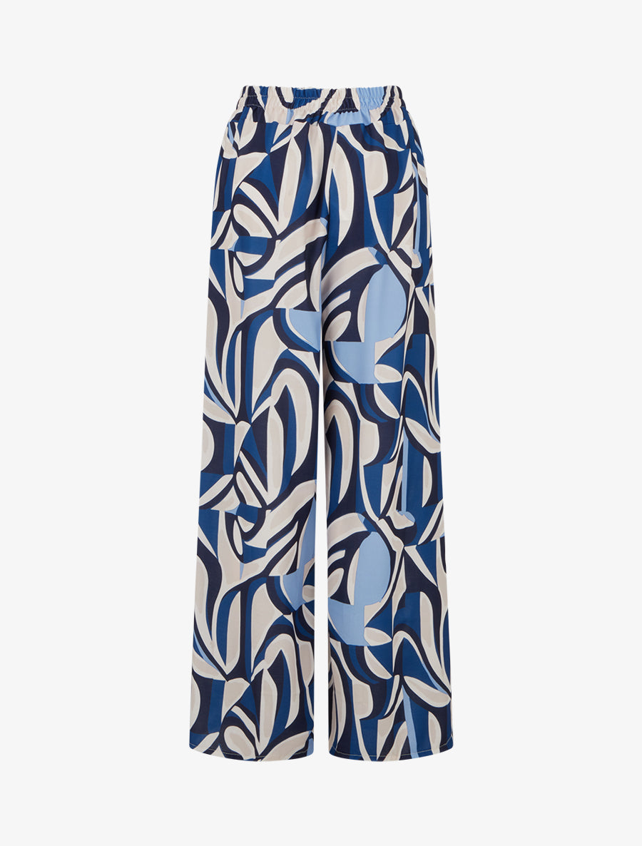 Pantalon ample imprimé graphique - Bleu - 2