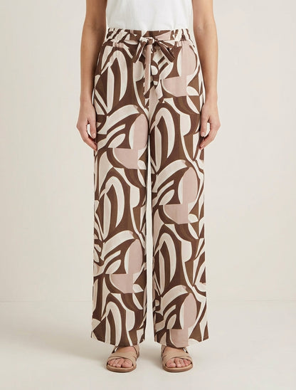 Pantalón ancho estampado gráfico - Marrón