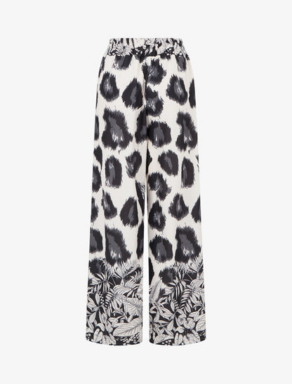 Pantalon ample imprimé léopard fantaisie - Noir - 2