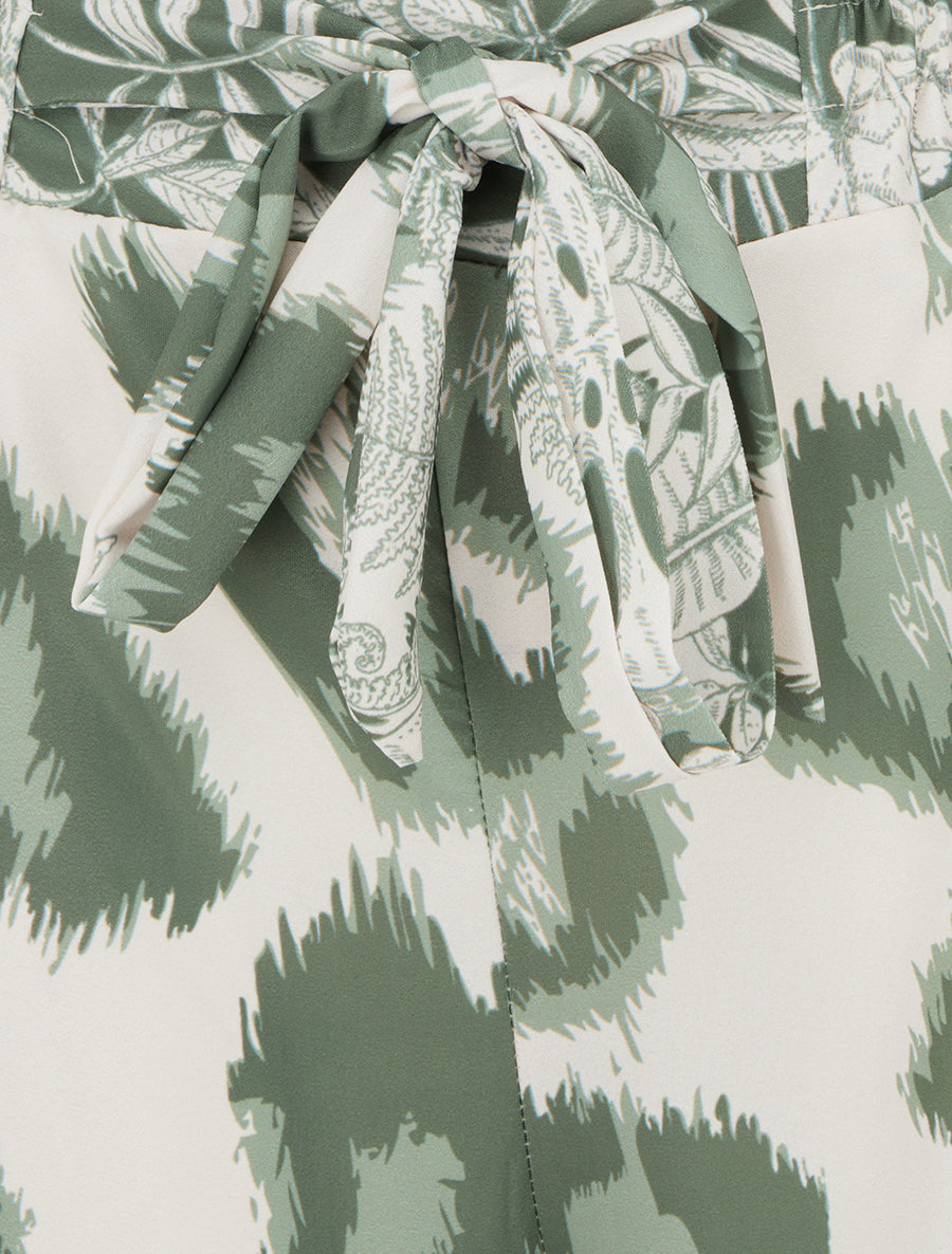 Pantalon ample imprimé léopard fantaisie - Kaki - 3