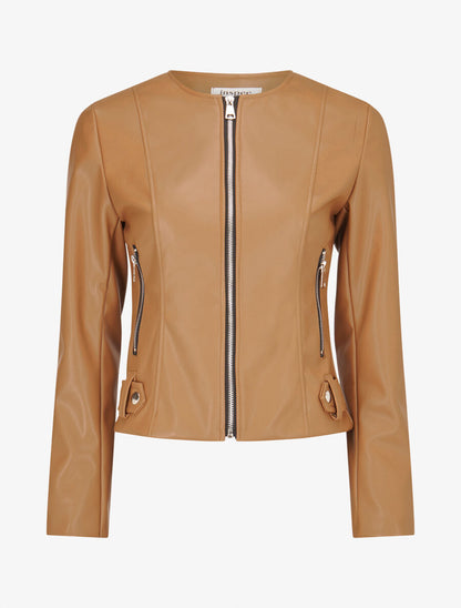 Veste moulante en simili - Beige foncé - 1