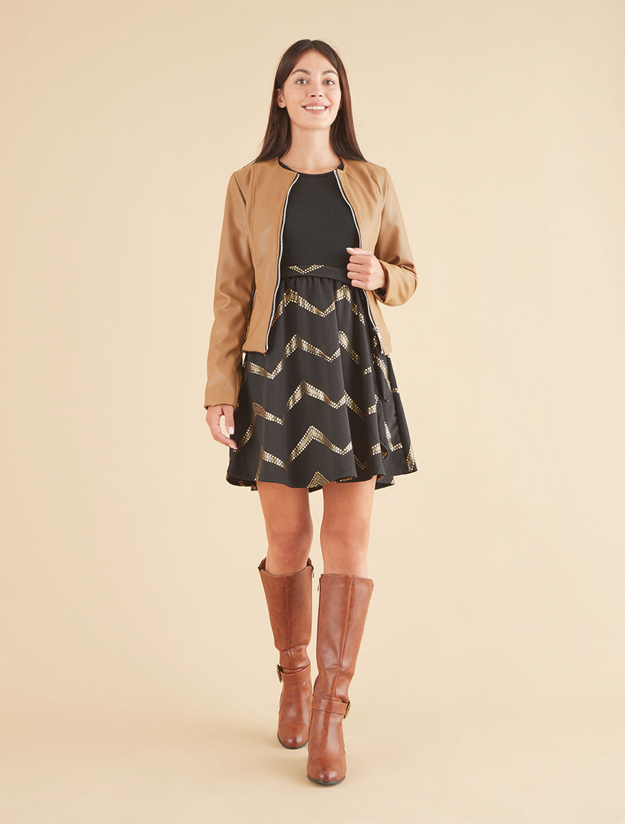 Veste moulante en simili - Beige foncé - 4