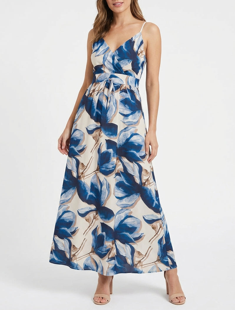 Vestido largo con espalda elástica estampado floral - Marine