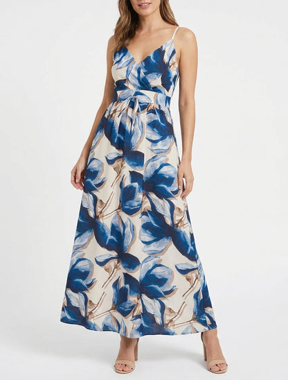 Vestido largo con espalda elástica estampado floral - Marine