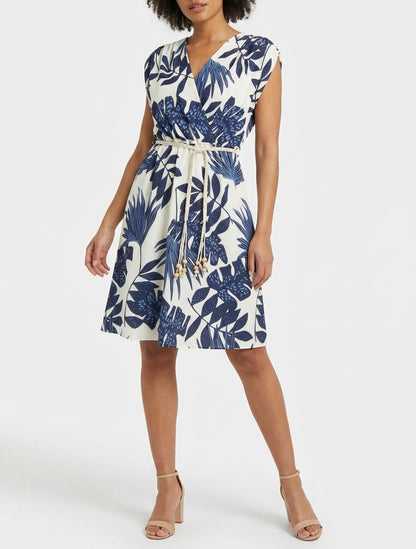 Vestido midi sin mangas de estampado tropical - Marine