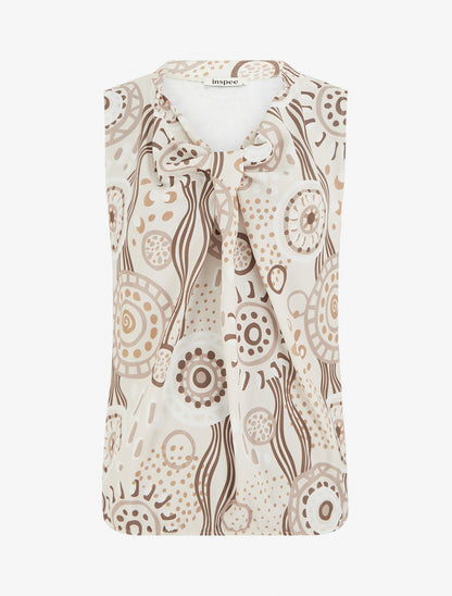 Top boule sans manches imprimé graphique - Brun - 1