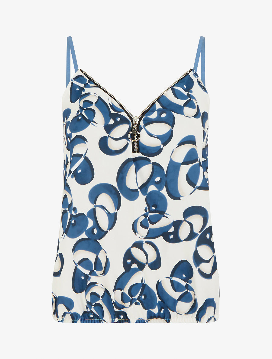 Caraco zippé imprimé graphique - Marine - 1