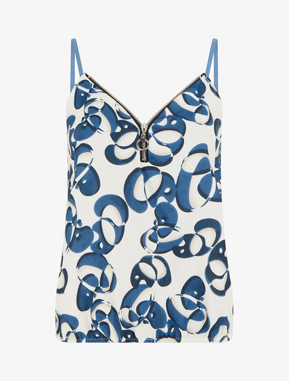 Caraco zippé imprimé graphique - Marine - 1