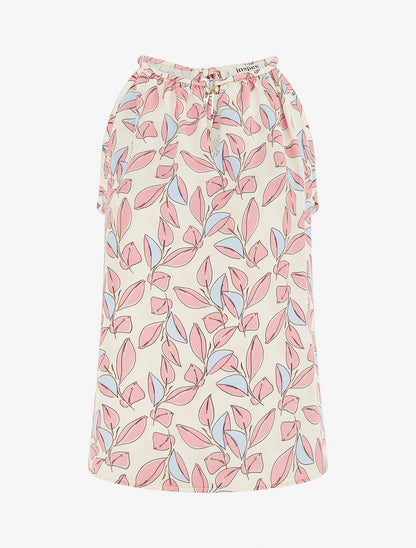 Top satiné sans manches imprimé feuilles - Rose - 1