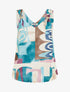 Top droit imprimé graphique à bretelles bijoux - Turquoise - 1