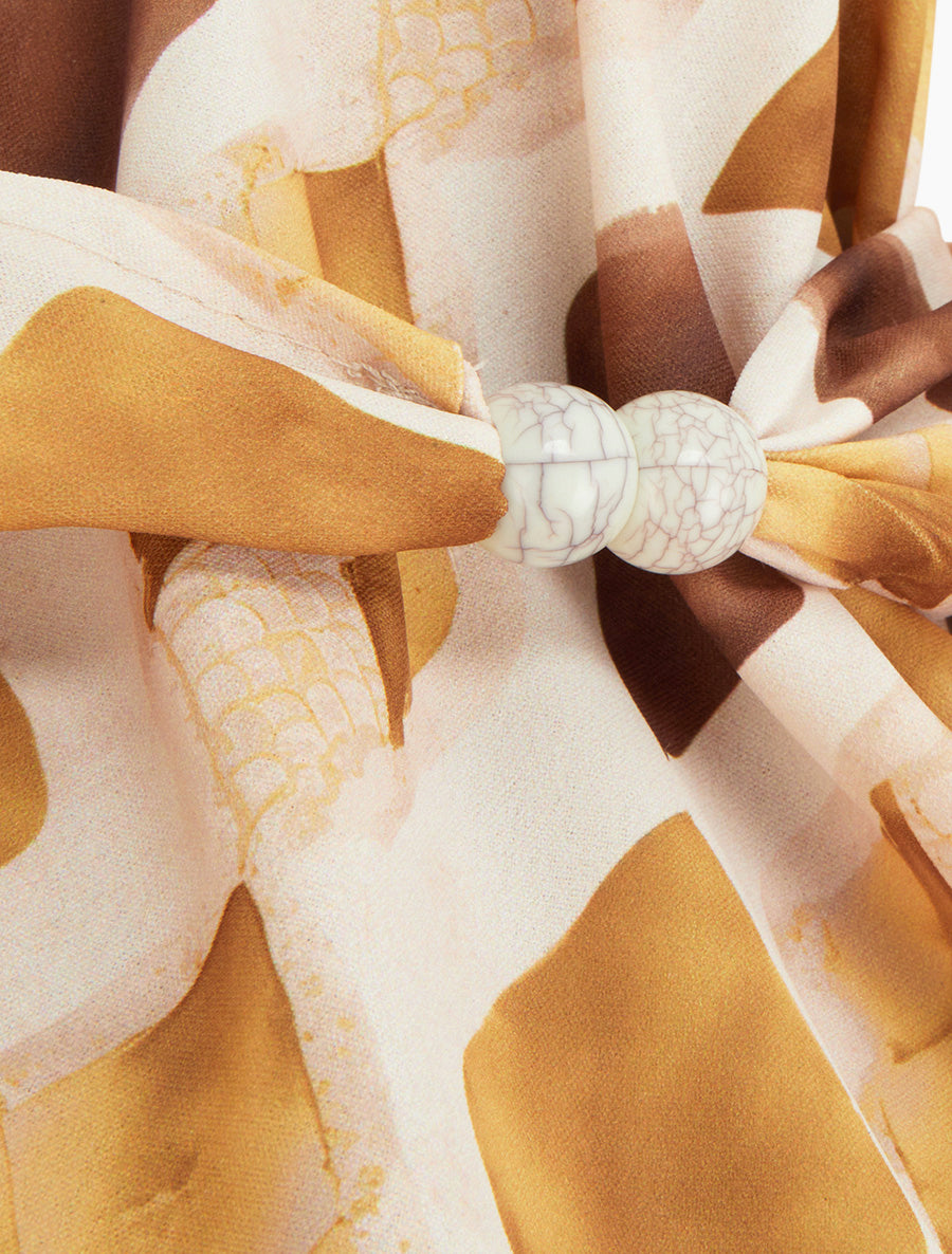 Top imprimé graphique à bretelles perlées - Jaune moutarde - 3