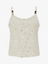 Débardeur à bretelles bijoux et imprimé plume - Beige - 1