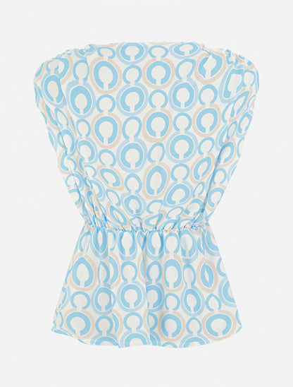 Top cintré sans manches imprimé graphique - Bleu ciel - 2