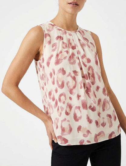 Top sin mangas con estampado de leopardo - Rosa viejo