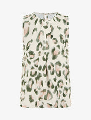 Top boule sans manches à imprimé léopard - Kaki - 1