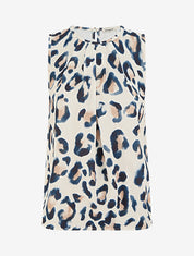 Top boule sans manches à imprimé léopard - Marine - 1