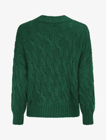 Pull en maille torsadée - Vert sapin - 2