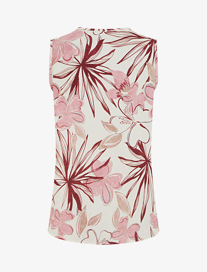 Top droit sans manches imprimé hibiscus - Rose - 2