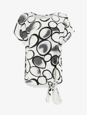 Top ample manches courtes imprimé cercles - Noir - 1