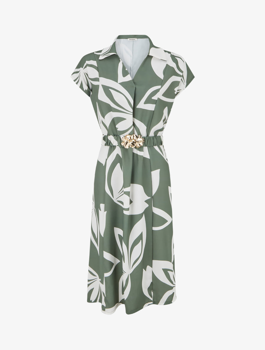 Robe droite ceinturée - Kaki - 1