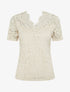 Top en dentelle à manches courtes - Beige - 1