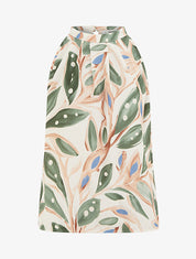 Top boule à col américain imprimé végétal - Kaki - 1