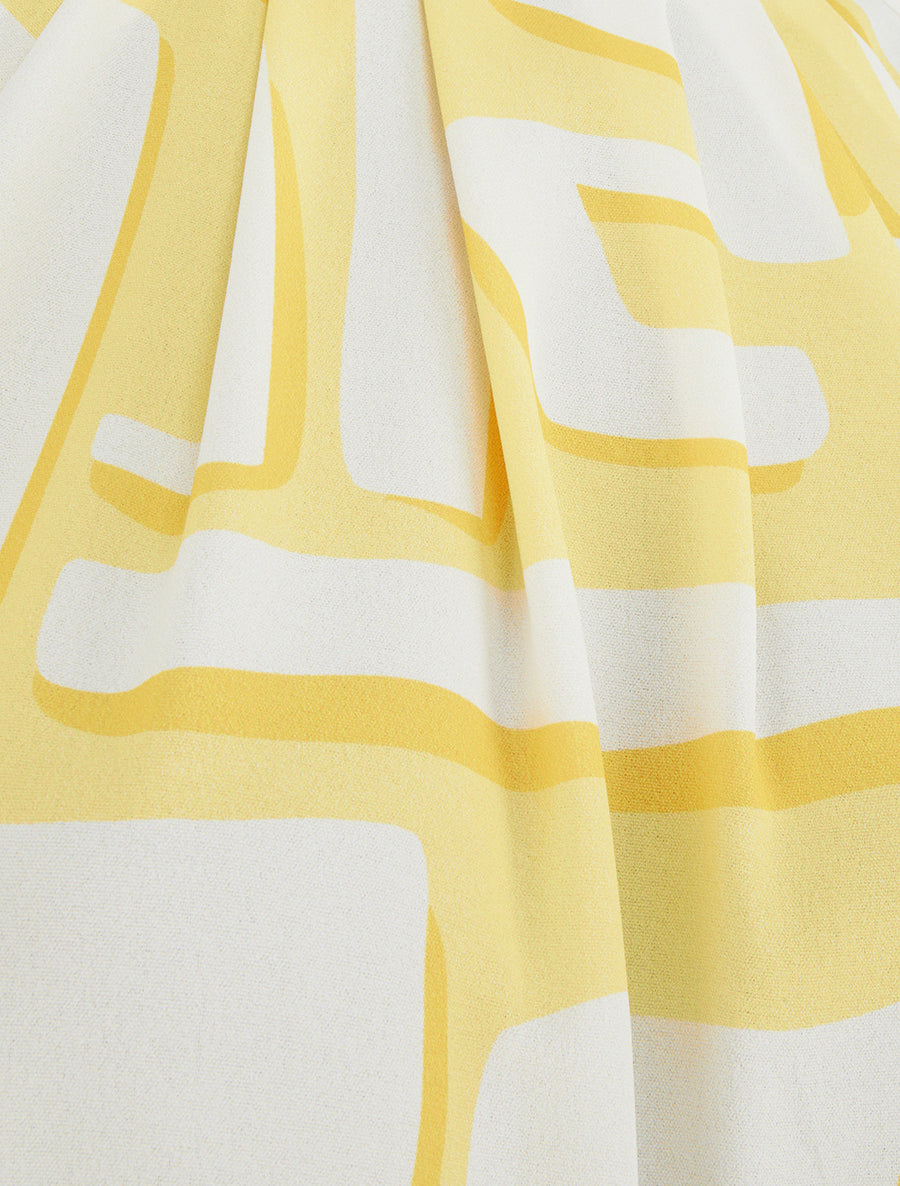 Top boule à col américain imprimé abstrait - Jaune - 3