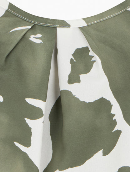 Caraco imprimé vache à bretelles métallisées - Kaki - 3