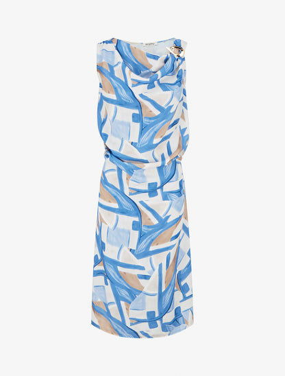 Robe droite à taille élastiquée - Bleu - 1