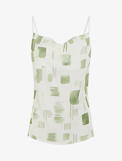 Caraco effet satiné à imprimé stylisé - Kaki - 1