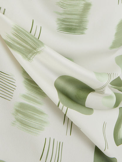 Caraco effet satiné à imprimé stylisé - Kaki - 3