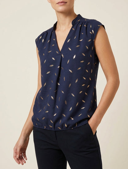 Top elástico con estampado de plumas irisadas - Marine