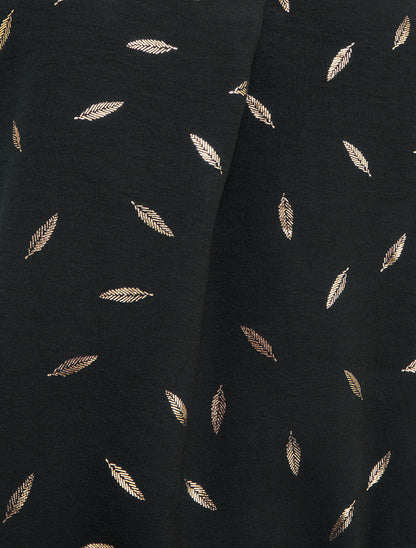 Top élastiqué à imprimé plumes irisées - Noir - 3