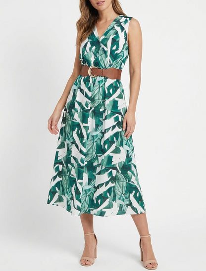 Vestido sin mangas estampado fantasía - Verde